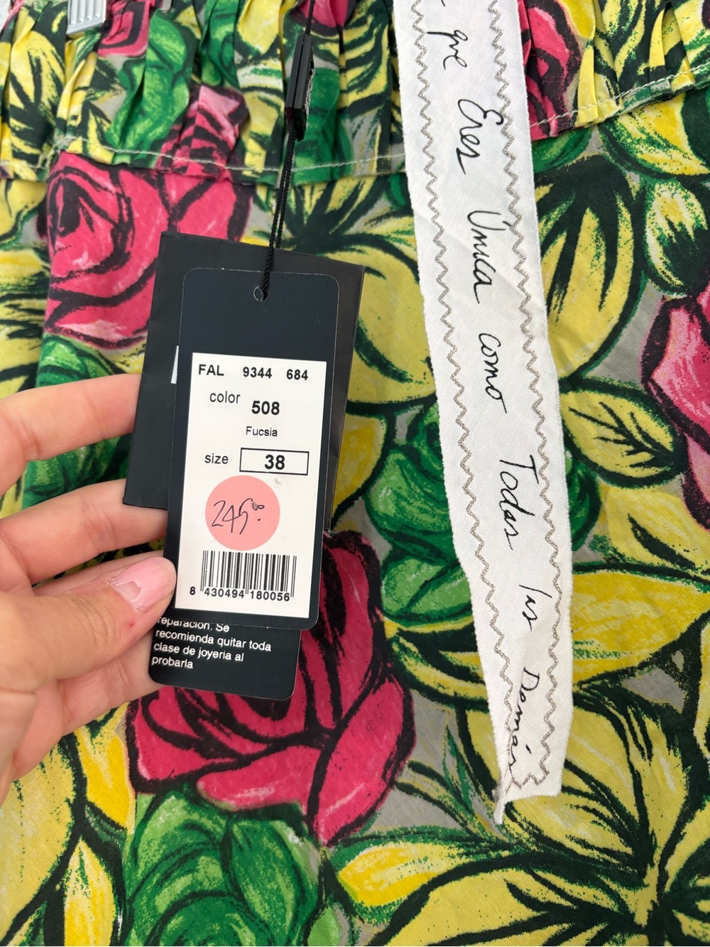 Bright Floral A-Line Skirt in Yellow, Pink & Green - Picture 4 of 4